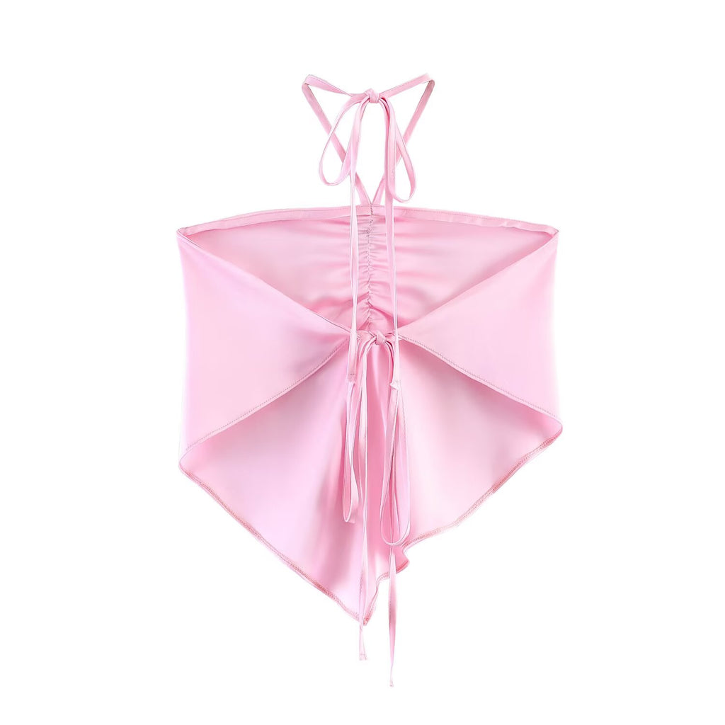 Women Clothing Summer off Shoulder Silk Satin Texture