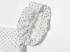 Polka Dot Printed Hollow Out CO Embroidered Short Sleeved