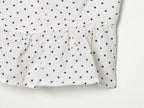Polka Dot Printed Hollow Out CO Embroidered Short Sleeved