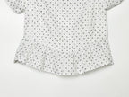 Polka Dot Printed Hollow Out CO Embroidered Short Sleeved