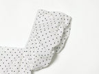 Polka Dot Printed Hollow Out CO Embroidered Short Sleeved