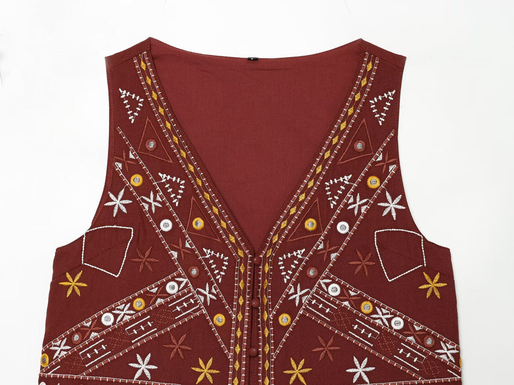 Summer Women Clothing Mirror Surface Result Embroidered Vest Shorts Sets