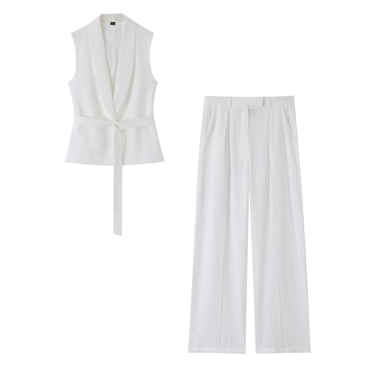 Women Clothing Summer Office Fashionable Elegant Sleeveless Vest Work Pant Two Piece Sets