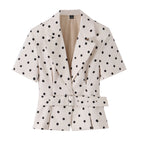 Slim Fit Polka Dot Belt Blazer