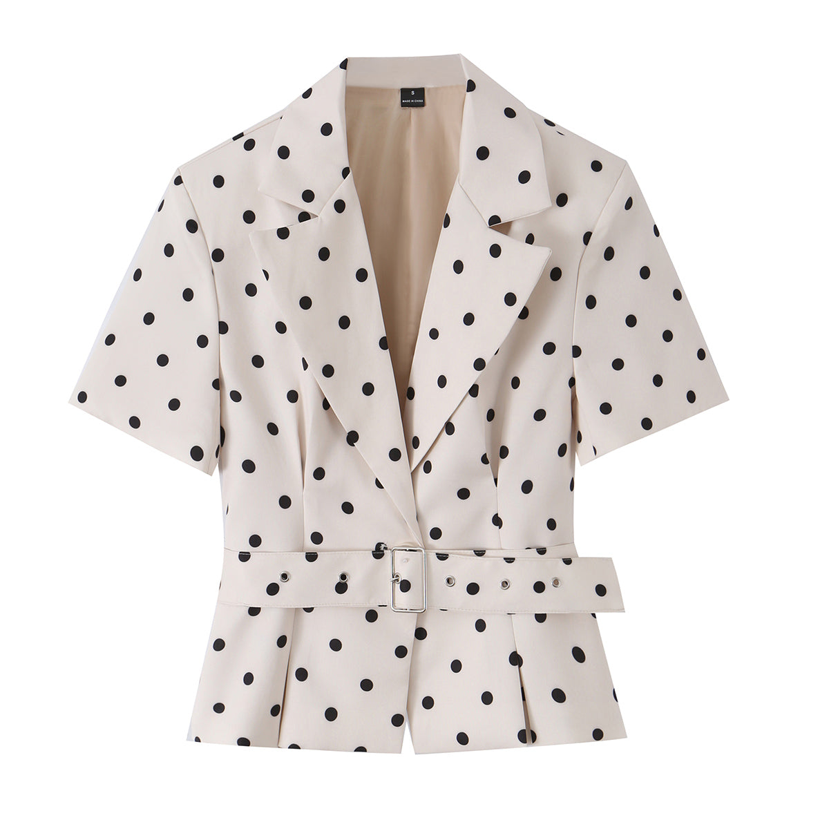 Slim Fit Polka Dot Belt Blazer