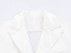 Women Clothing Simple Elegant White Slim Fit Backless Silk Satin Texture Short Blazer