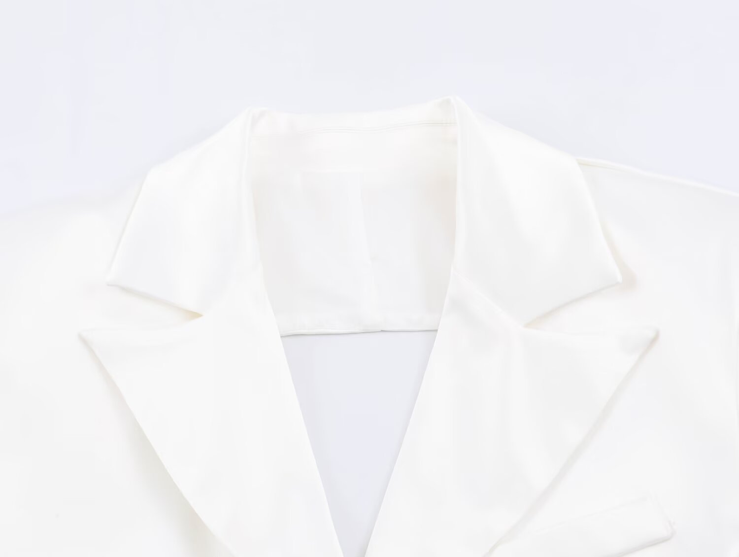 Women Clothing Simple Elegant White Slim Fit Backless Silk Satin Texture Short Blazer