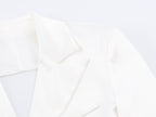 Women Clothing Simple Elegant White Slim Fit Backless Silk Satin Texture Short Blazer