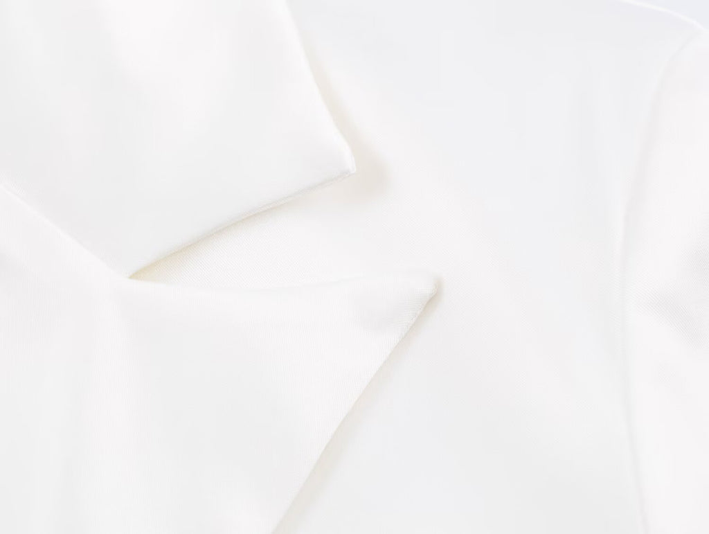 Women Clothing Simple Elegant White Slim Fit Backless Silk Satin Texture Short Blazer