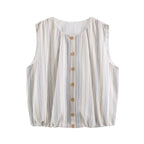 Women Clothing Office All Matching Striped Sleeveless Shirt Skirt Sets