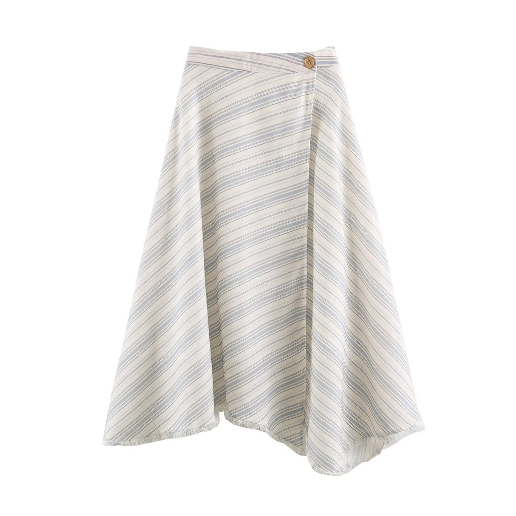 Women Clothing Office All Matching Striped Sleeveless Shirt Skirt Sets