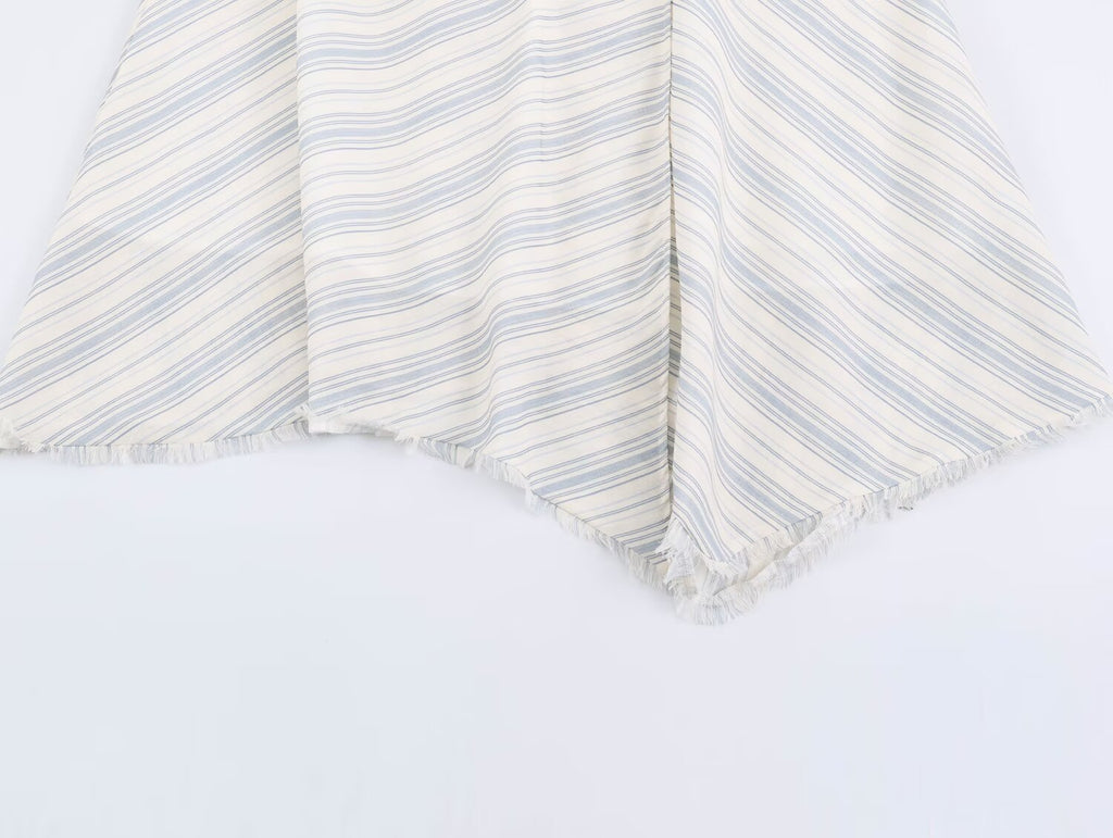 Women Clothing Office All Matching Striped Sleeveless Shirt Skirt Sets