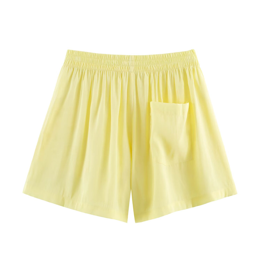 Summer Wind Women Solid Color Drape Short Sleeve Shirt