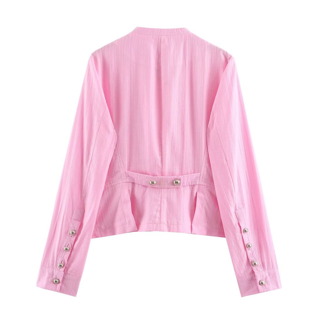 Women Clothing Summer Street Cotton Decorated Row Button