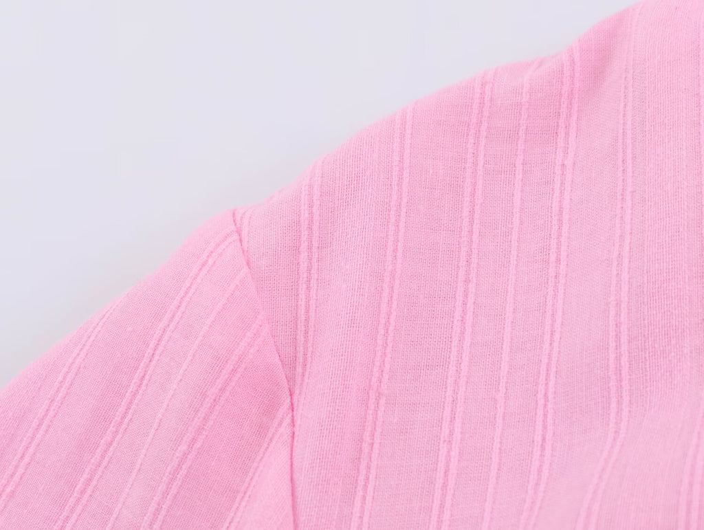 Women Clothing Summer Street Cotton Decorated Row Button