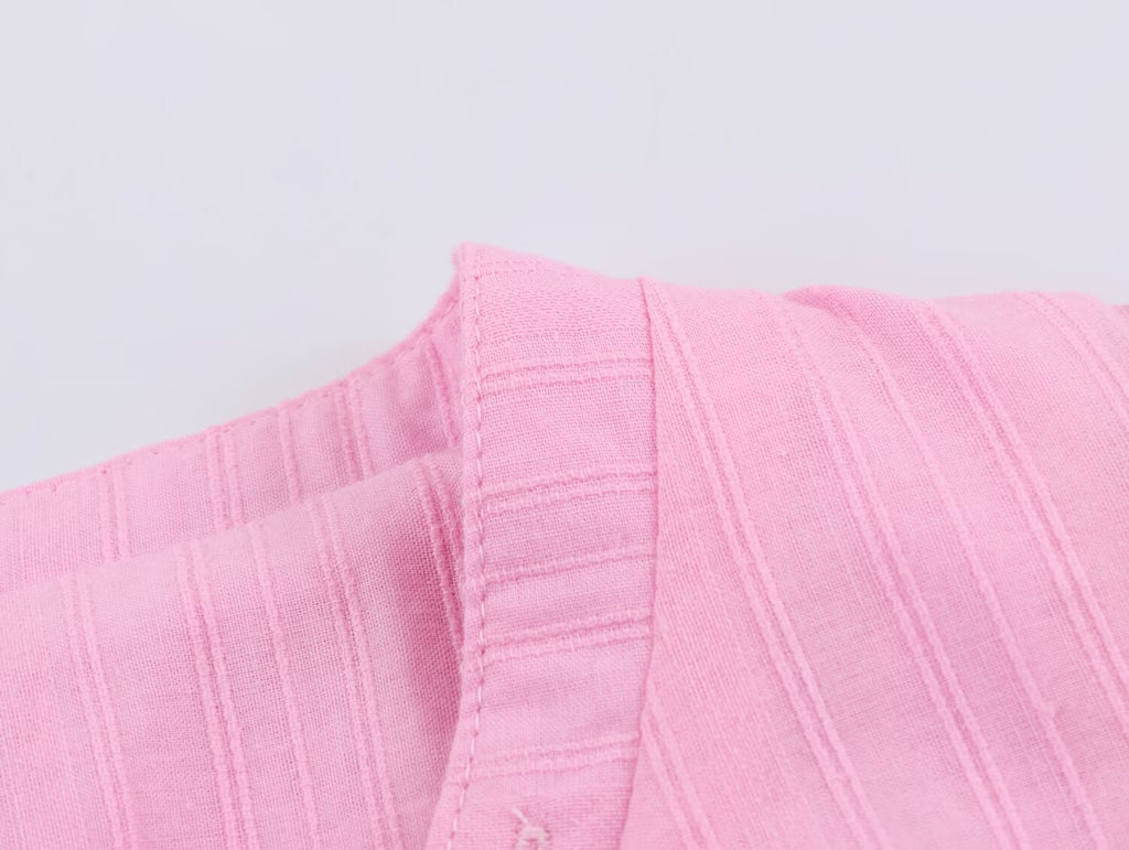 Women Clothing Summer Street Cotton Decorated Row Button
