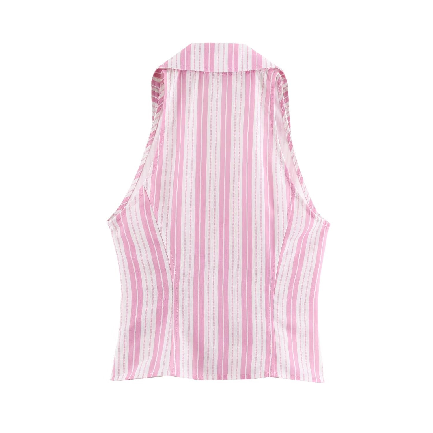 Women Striped Decorated Row Button Double Breasted Top Pants Sets