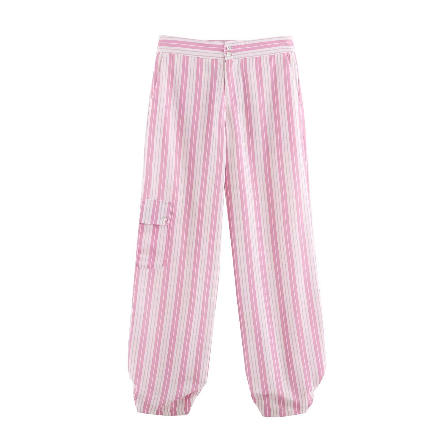 Women Striped Decorated Row Button Double Breasted Top Pants Sets