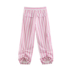 Women Striped Decorated Row Button Double Breasted Top Pants Sets