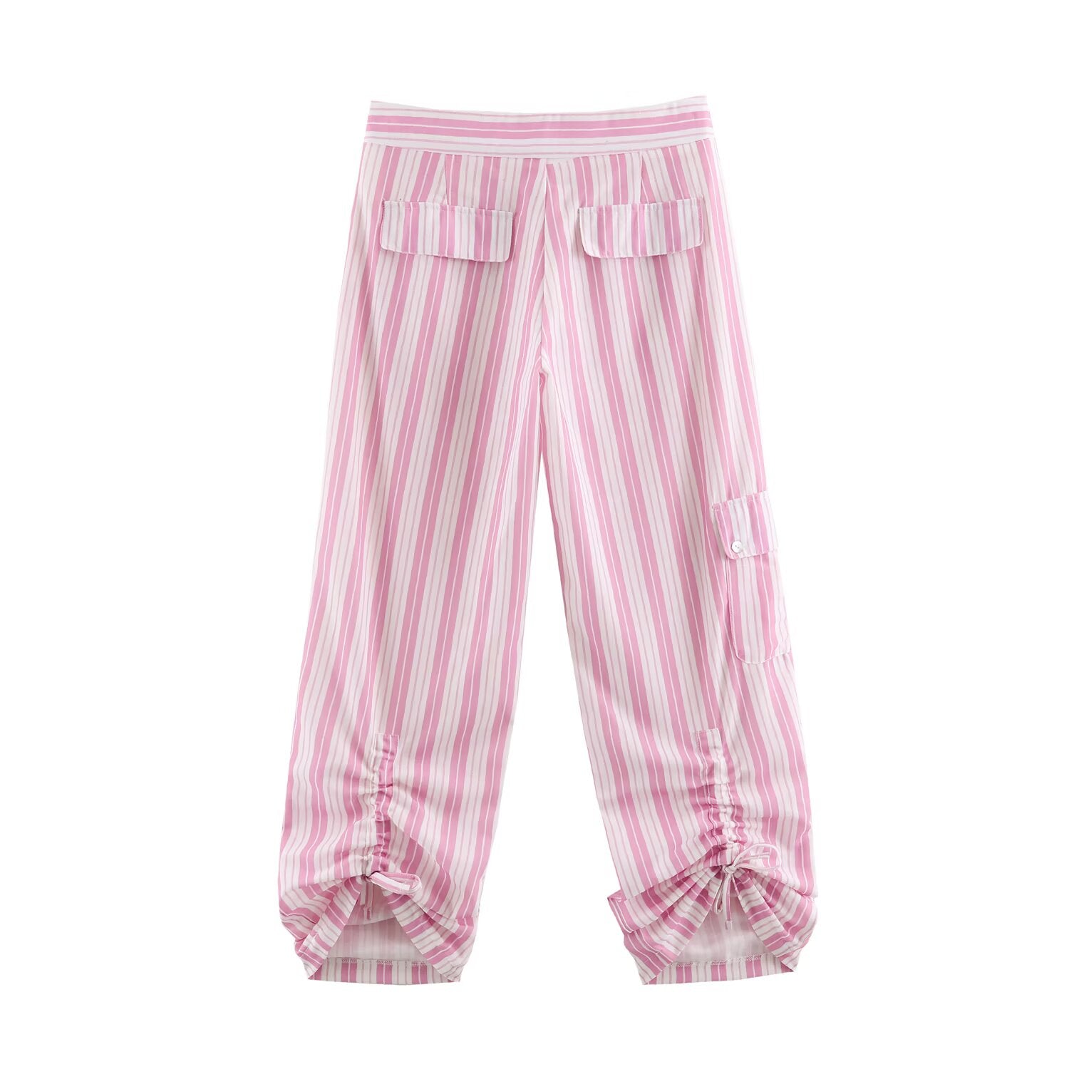 Women Striped Decorated Row Button Double Breasted Top Pants Sets