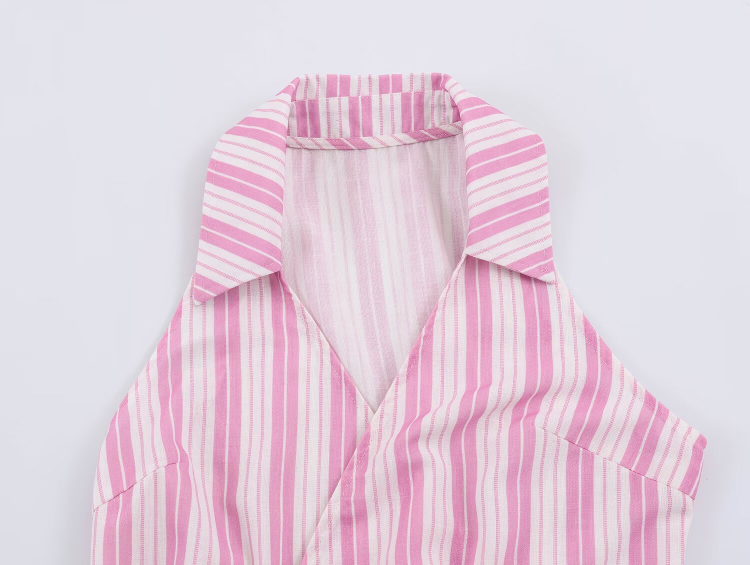 Women Striped Decorated Row Button Double Breasted Top Pants Sets