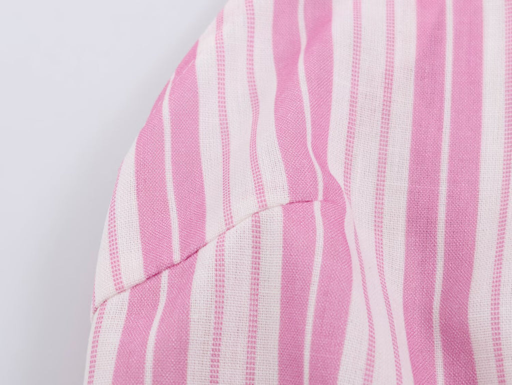 Women Striped Decorated Row Button Double Breasted Top Pants Sets
