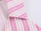Women Striped Decorated Row Button Double Breasted Top Pants Sets