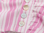 Women Striped Decorated Row Button Double Breasted Top Pants Sets