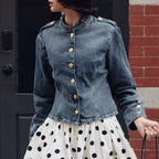 Women Clothing Top Product Denim Strap Breasted Jacket
