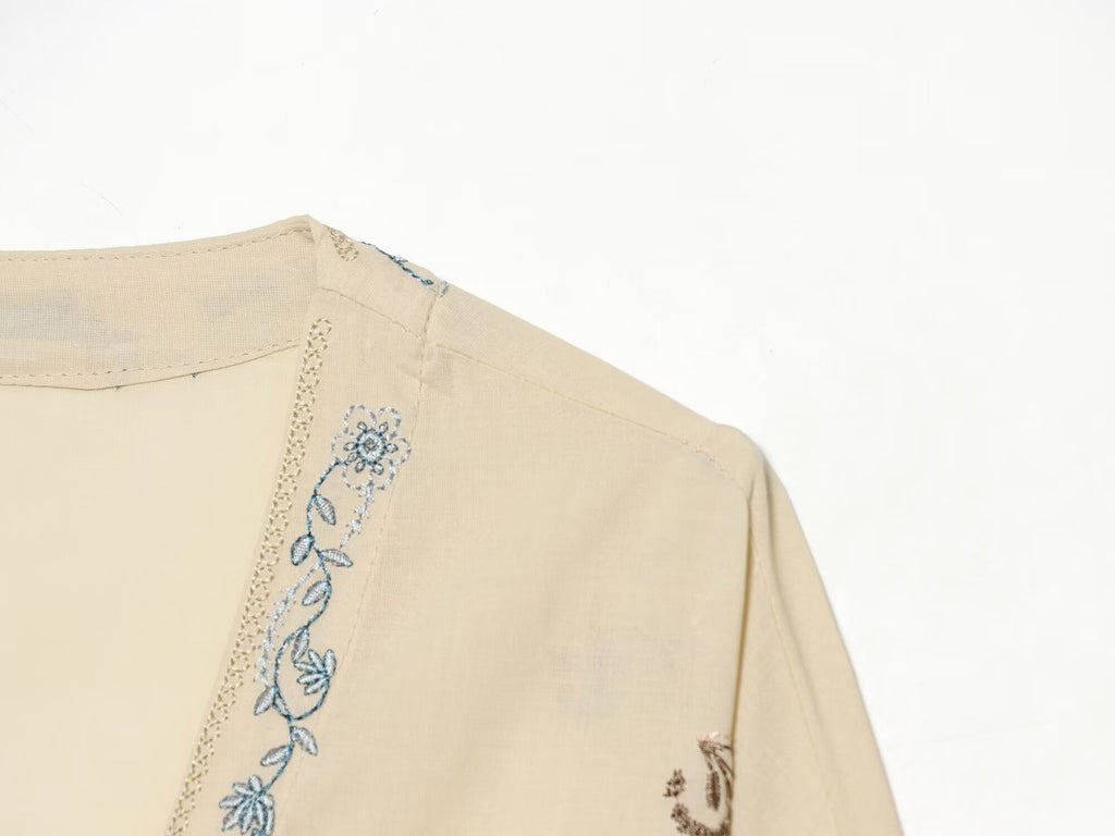 Women Embroidered Shirt Series Embroidered Shorts Sets