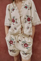 Women Clothing Floral Embroidery Top Floral Embroidery