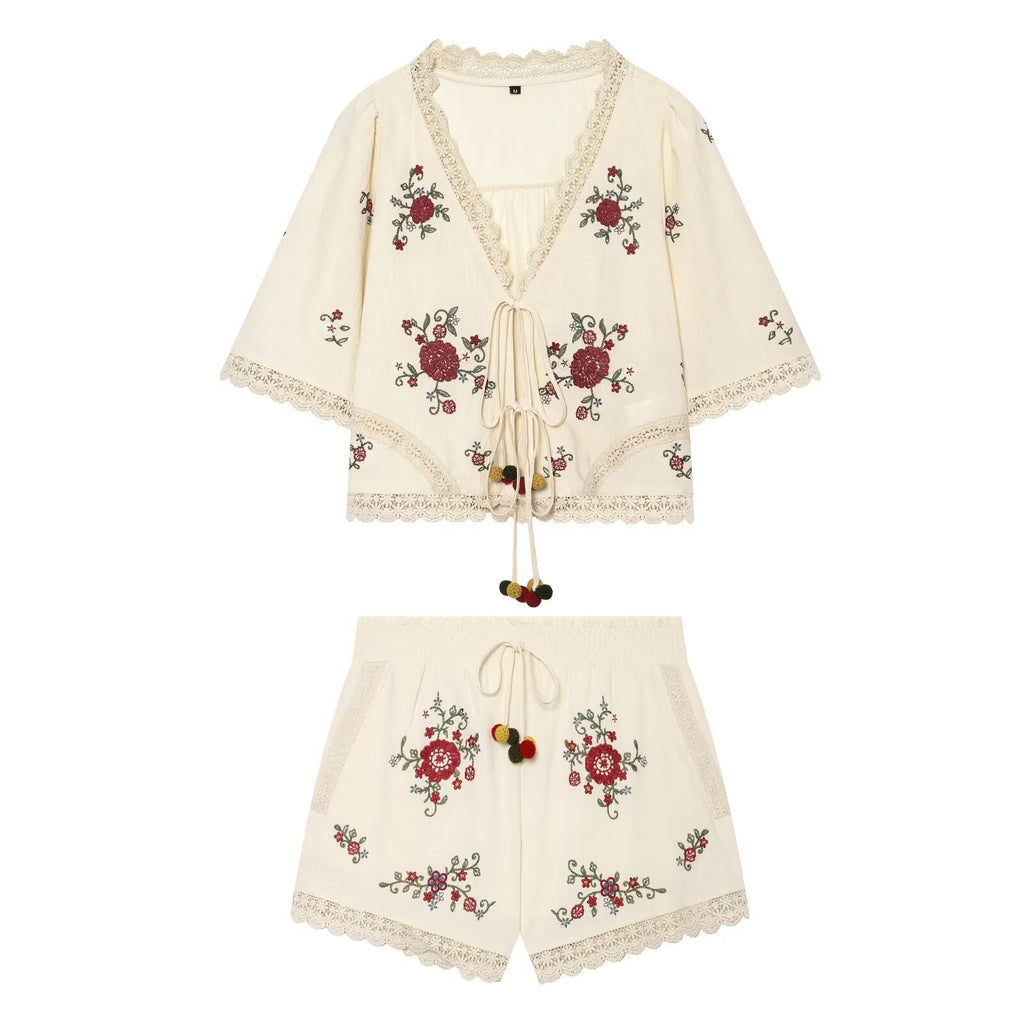 Women Clothing Floral Embroidery Top Floral Embroidery