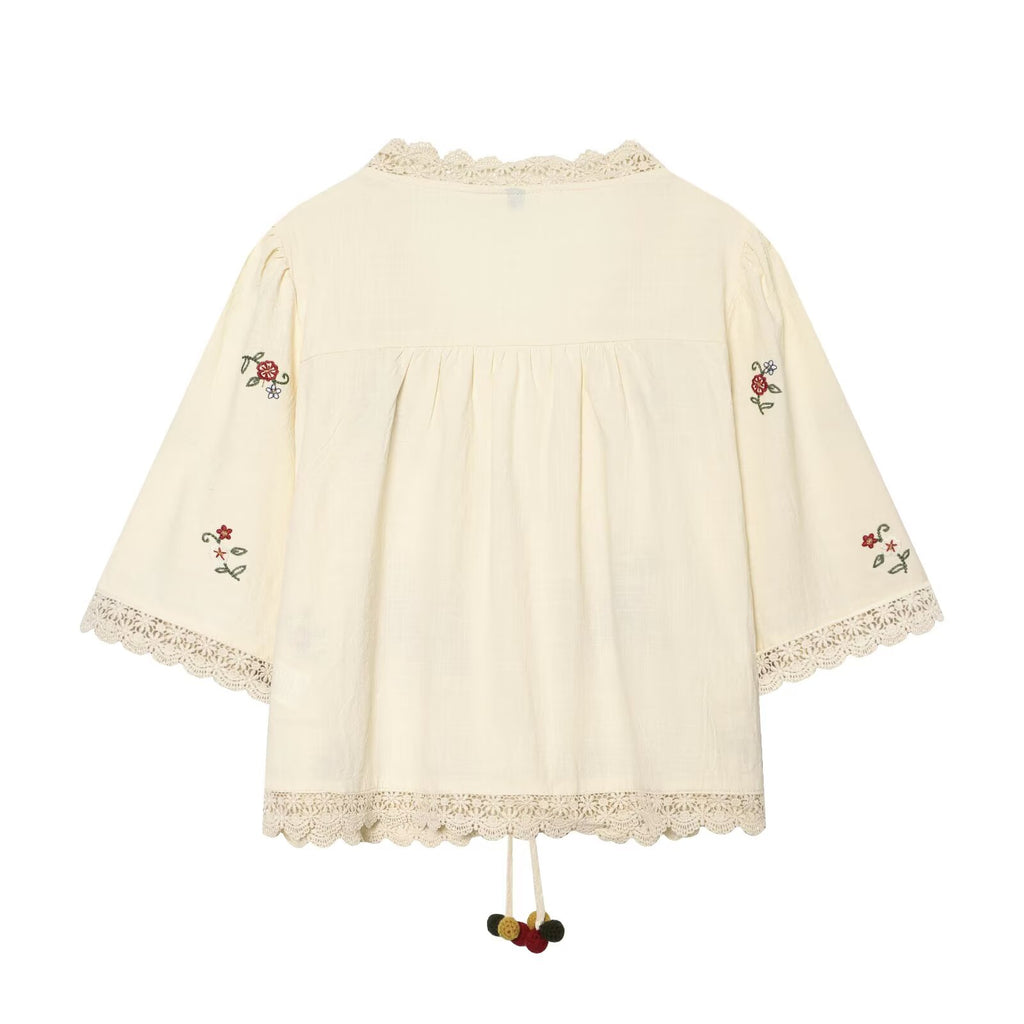 Women Clothing Floral Embroidery Top Floral Embroidery