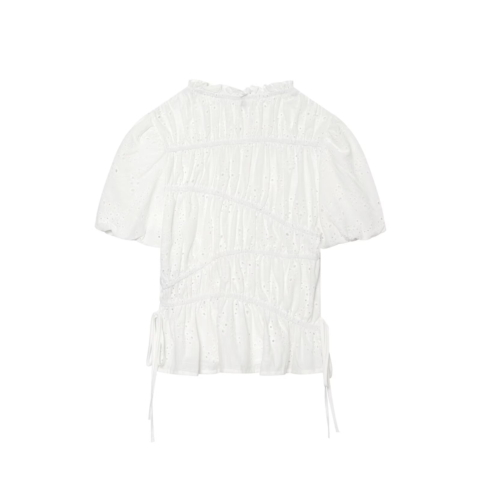 Pleated Hollow Out Cutout Embroidery Top Hollow Out Cutout Embroidery Midi Skirt Sets