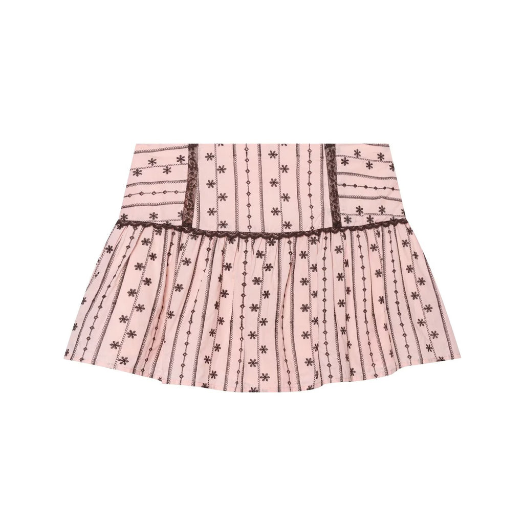 Lace Bow Embroidered Top Embroidered Culottes Set