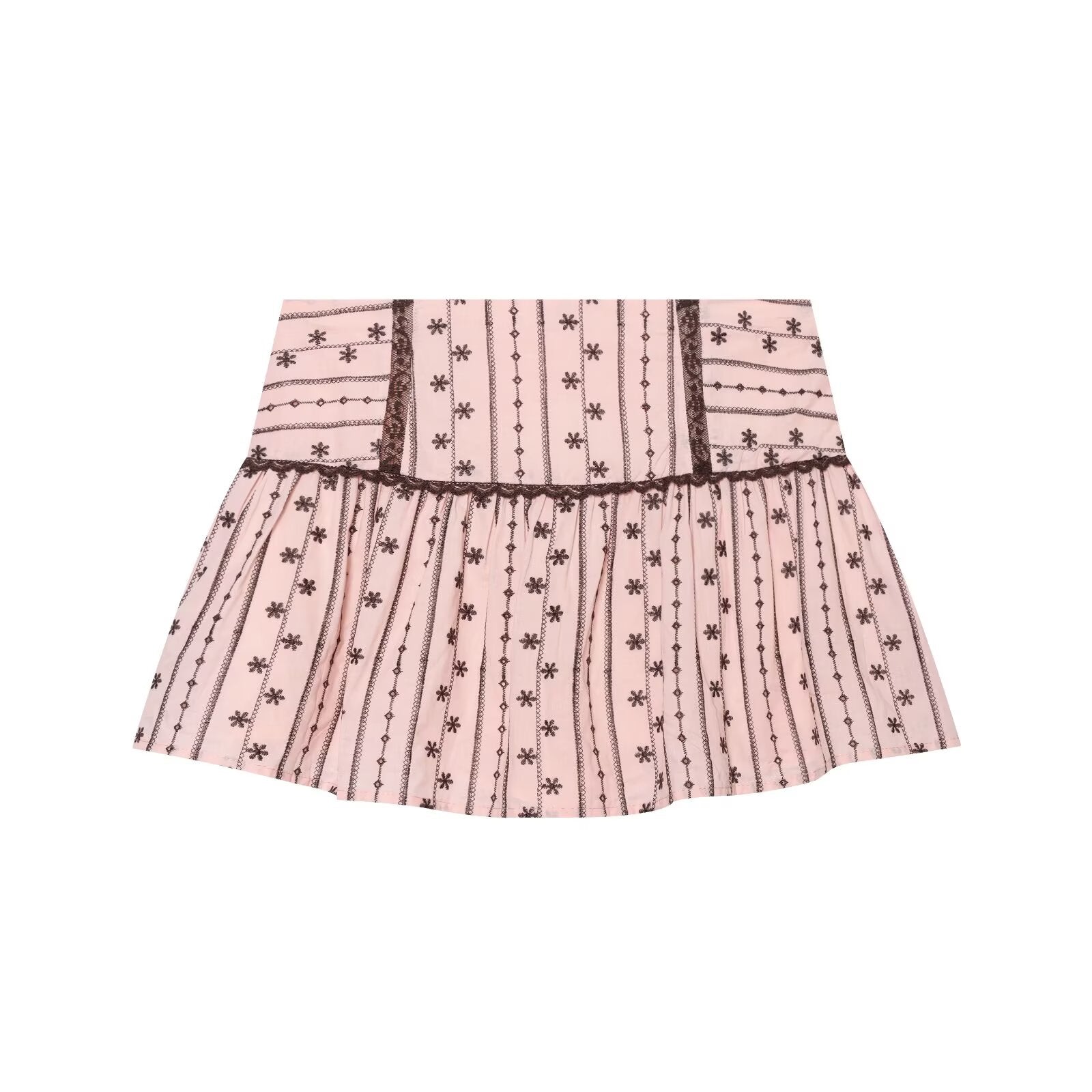 Lace Bow Embroidered Top Embroidered Culottes Set