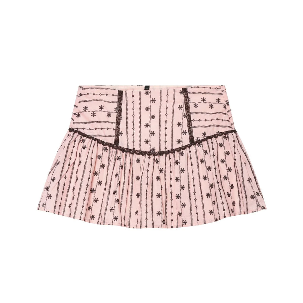 Lace Bow Embroidered Top Embroidered Culottes Set