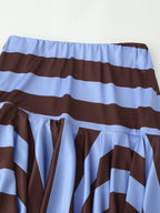 Women Clothing Western Striped Asymmetric Skirt