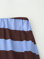 Women Clothing Western Striped Asymmetric Skirt
