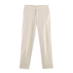 Spring Slim Fitting Single Breasted Blended Coat High Waist Slimming Cropped Pants Set