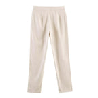 Spring Slim Fitting Single Breasted Blended Coat High Waist Slimming Cropped Pants Set