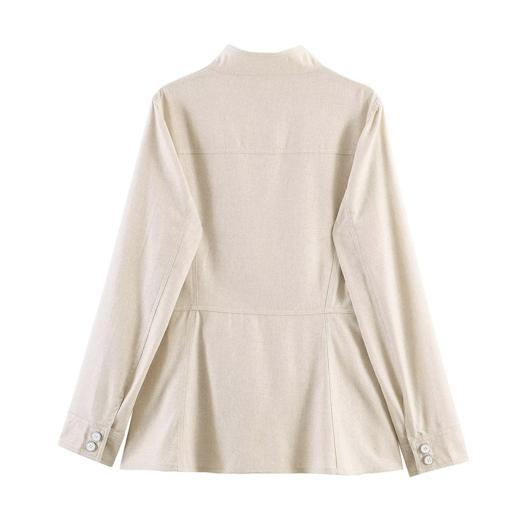 Spring Slim Fitting Single Breasted Blended Coat High Waist Slimming Cropped Pants Set