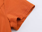Women Clothing Summer Crew Neck Short Sleeve Decorated Row Button Waist Trimming Shirt