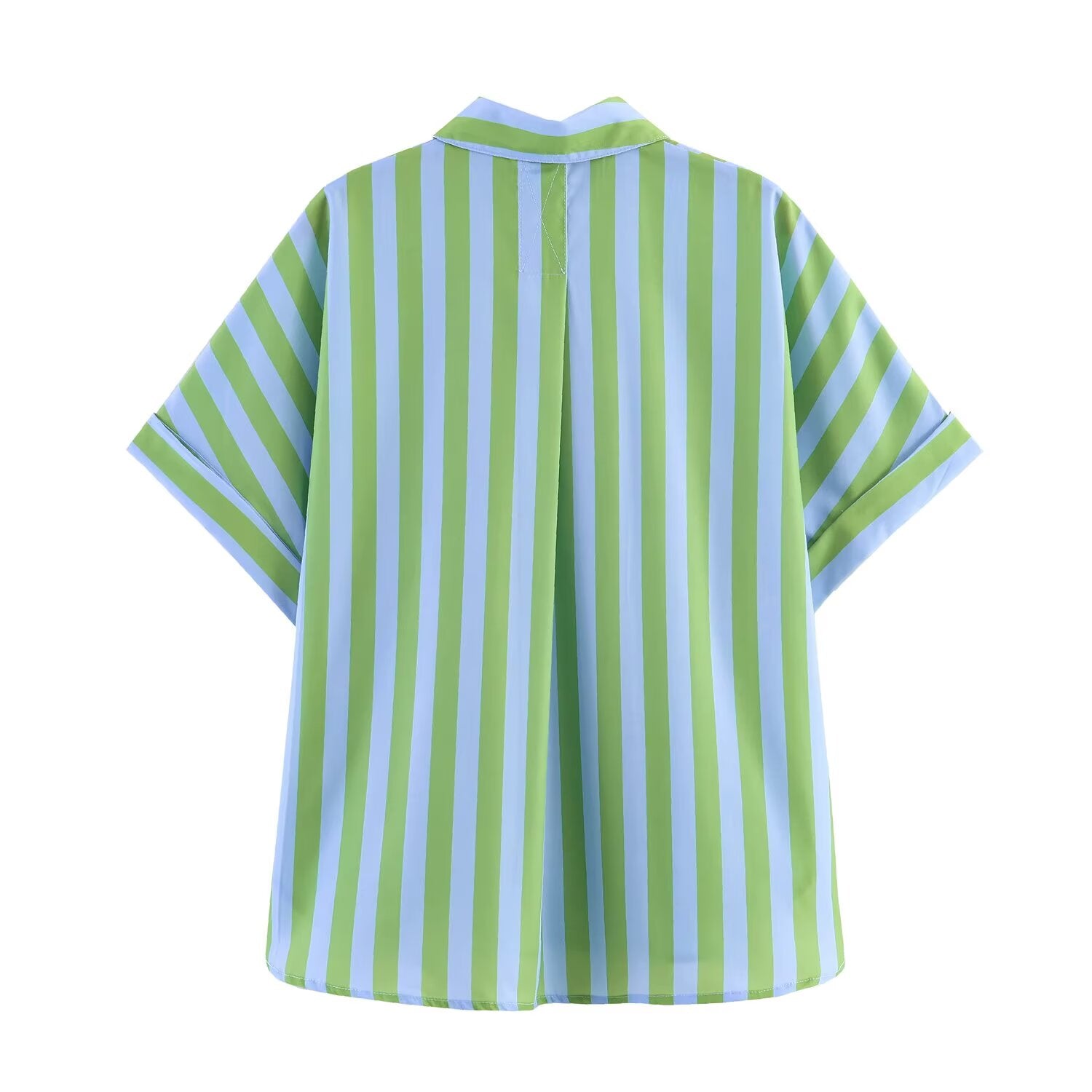 Women Clothing Western Striped Loose Shirt Striped Casual Shorts Sets