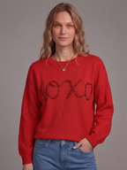 Autumn Winter Letter Graphic Embroidery Pullover Long