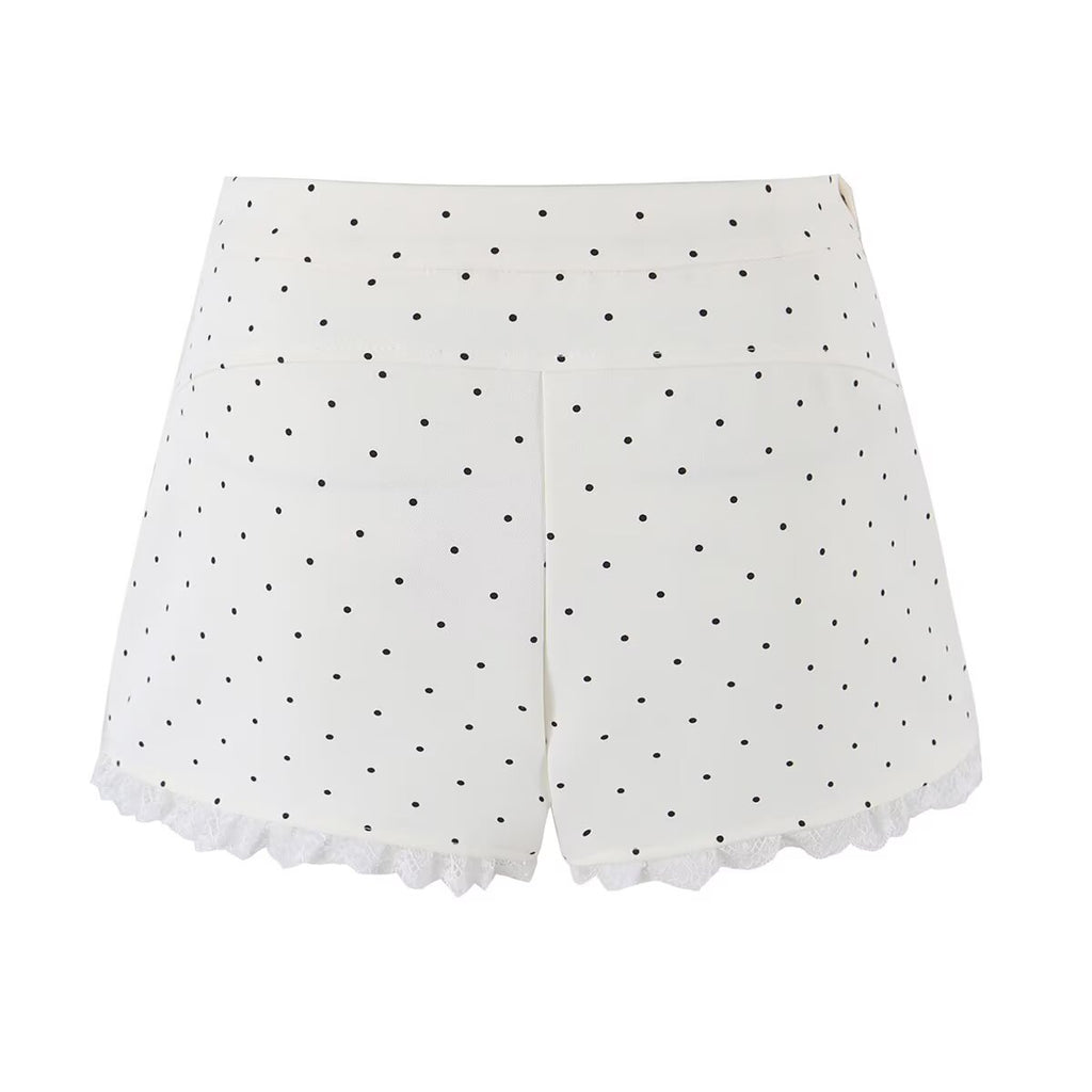 Sexy Lace Stitching Polka Dot Skirt Women Summer Anti