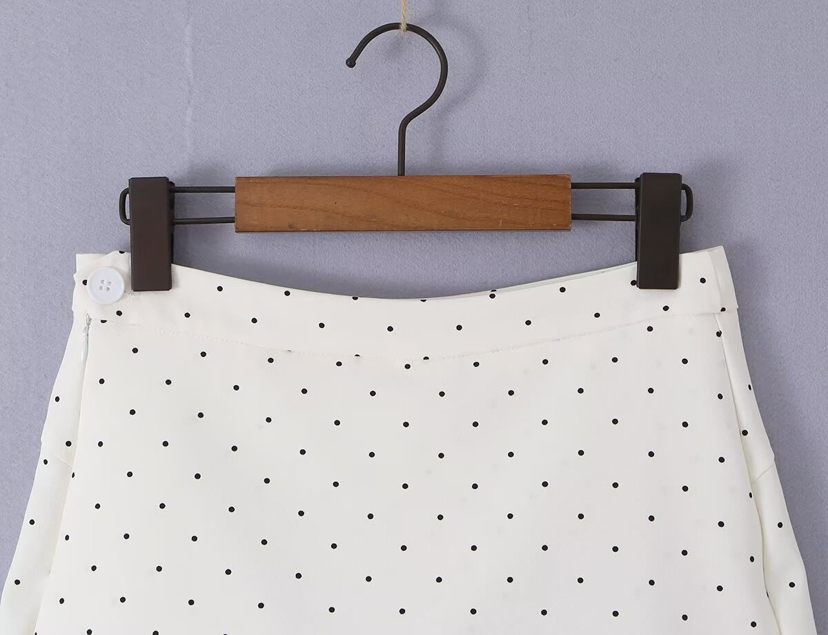 Sexy Lace Stitching Polka Dot Skirt Women Summer Anti