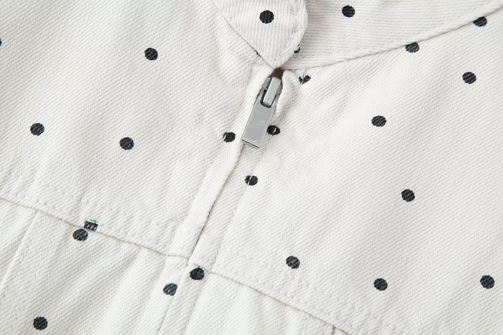 Women Clothing Summer Polka Dot Slim Jacket Mid Waist