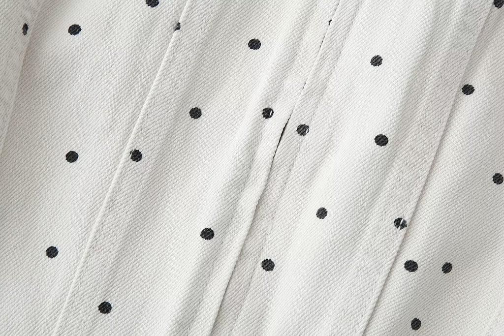 Women Clothing Summer Polka Dot Slim Jacket Mid Waist