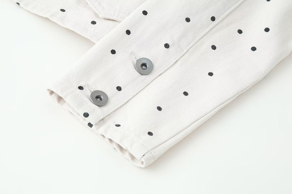 Women Clothing Summer Polka Dot Slim Jacket Mid Waist